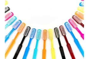 DR. BAUER'S Dr. Bauer Spazzolini da denti usa e getta, spazzolini da denti usa e getta con dentifricio in confezione singola da 100 pezzi (blu-verde-rosso-rosa)