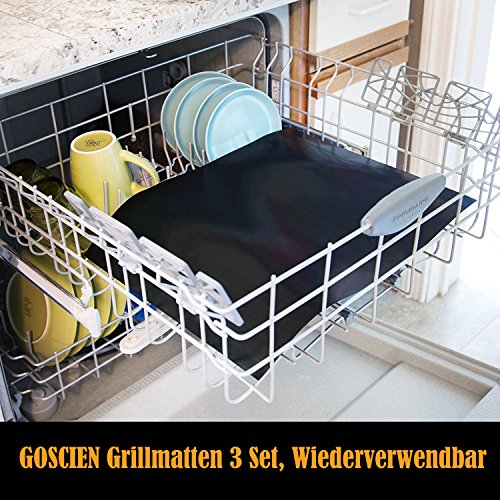 BBQ Antihaft Grillmatten 3er Set zum Grillen und Backen, aus Silikon mit Teflon Antihaftbeschichtung Extra Groß und Langlebig, Ideal für Holzkohle Grill, Elektronisches Grill, Backofen, Dampf-Backofen, Mikrowelle etc - 7