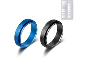 Candyfancy Rotate Anxiety Relief Ring Finger Rings Stress Reliever Spinner Frosted Ring Sandblast Glitter Ring Plain Knuckle Rings Size H-T Contains Invisible Ring Size Adjuster for Women & Men