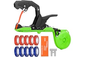 MoPei Atadora de Plantas Profesional, Máquina para Atar Tomates, Viñas, Uvas, Pepinos y Flores – Herramienta de Cinta Rápida y Eficiente con Grapas y Cintas Incluidas, Verde/Negro