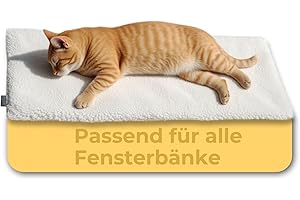 ‎PIUPET PiuPet Fensterliege für Katzen 90×25 cm | Rutschfestes Katzenbett für Fensterbank und Fensterbrett | Flauschige, Selbstwärmende Katzendecke | Beige