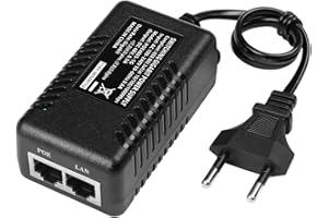 REVODATA Revotech 48V Gigabit Injecteur PoE, PoE 48V/0.5A avec câble EU, IEEE 802.3af/at Passive PoE+ 10/100/1000Mbps, Distances jusqu'à 100M, Adaptateur PoE Plug and Play (POE4805-G)…