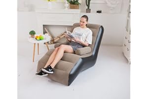 FuncDEme Sofá Silla Inflable con reposabrazos, Silla de Salón Familiar sofá Plegable al Aire Libre Silla de Suelo Perezoso sofá Tumbona Cama, para Camping jardín Playa al Aire Libre (Brown)