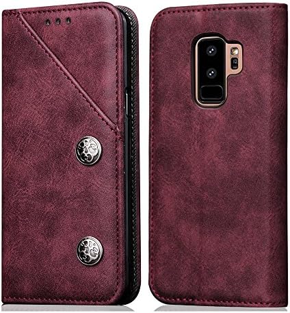Samsung Galaxy S9 Plus Case, TeLoo Premium PU Leather Case Card Slots Foldable Stand Magnetic Closure Flip Cover For Samsung Galaxy S9 Plus (Red)