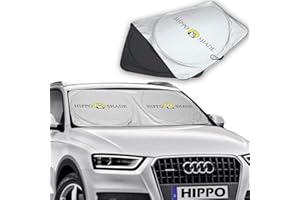BIG HIPPO Hippo Pare Soleil Aluminium pour Voiture Pare Soleils pour Pare Brise Avant Auto, Argent, Anti UV, 160*90cm