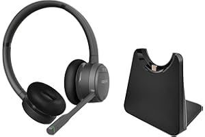 GEQUDIO GC-2 DECT Headset mit Ladestation für FritzBox - Kabellos Telefonieren am FritzFon – Duales Headset mit Bluetooth - GC-2 (2-Ohr) & Ladeschale