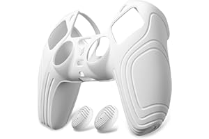 eXtremeRate PlayVital Cover Skin per ps5 Controller Joystick Custodia Protettiva Antiscivolo Silicone Case con Gommini Coprilevette Analogiche-Samurai,Bianco