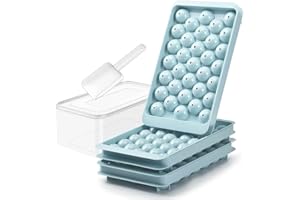 Eiswürfelform, Jisile Runde Eiswürfelbehälter Mit Groß Behälter, 1.2in x 99 Stück Ice Cube Tray für Gefrierschrank Kreis, Eis, Cocktail, Whiskey, Tee, Kaffee (1.2'' Eiswürfelform Bälle)