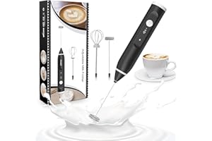 TOGAGA Mousseur à Lait, USB Rechargeable Portable Mousseur à Lait électrique Fouet à Main 3 Vitesses Réglables Fouet Electrique Inoxydable Fabricant de Mousse pour Café Crème Frappe Matcha Chocolat Chaud