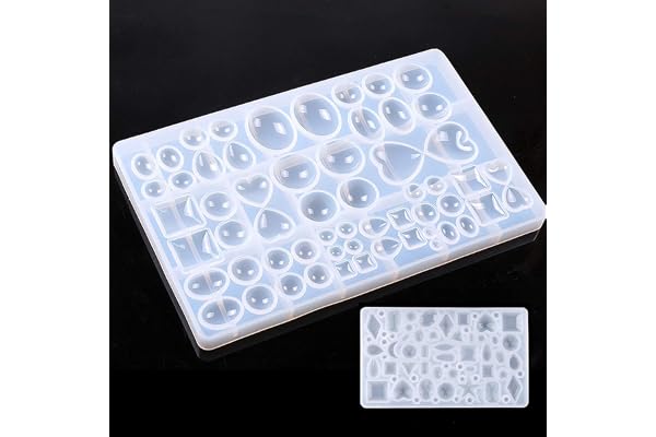 Résine Bijoux Creation, Moulle Resine Epoxy Pendentif DIY, Art Résine DIY Gem Craft Fabrication de Bijoux Outil, Silicone Moule 2Pcs