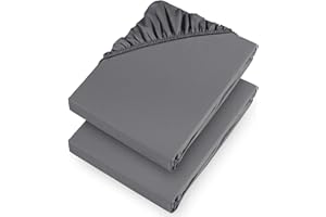 Aspire Homeware Double Fitted Sheet 2 Pack 25 Cm Deep Pocket 10 Inch Grey Bed Sheets Hotel Quality - Soft & Breathable Fitted Bedsheet Shrinkage and Fade Resistant Bottom Sheet