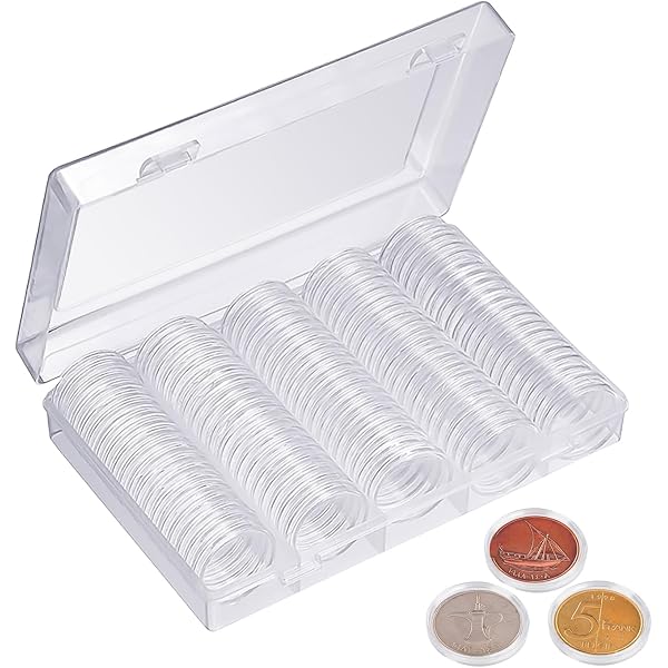 200 Stück Münzkapseln 26 Mm Mit Aufbewahrungsbox – Transparente Kunststoff-Kapseln Für Sammlermünzen, 2 Euro Münzen