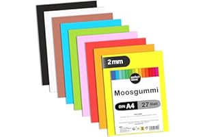 perfect ideaz 27 feuilles de papier mousse de couleur DIN A4, plaques de mousse en 9 couleurs différentes, 2 mm d’épaisseur, caoutchouc mousse de couleur, set mousse pour bricoler, besoin DIY