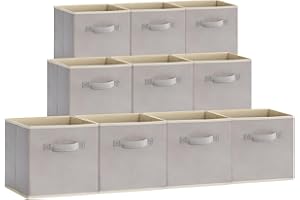 Lifewit 8 Stück Aufbewahrungsbox aus Stoff, 18L Faltbar Aufbewahrungswürfel Ordnungsboxen Aufbewahrung aus Vliesstoff mit Griff für Würfelregal Ordnungsboxen Regal Einsatz,26,5 X 26,5 X 28 Cm,Hellgrau