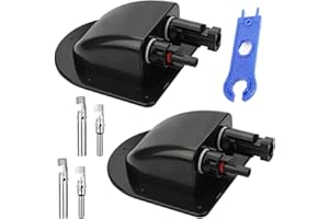 ANBOO 2 x Solar Kabeldurchführung Anschlussdose, Solar Dachdurchführung, Dachdurchführung, Kabeldurchführung Dach, für Solarplatten Wohnwagen Boot Solarprojekt, 1 x MC4-Steckerschlüssel (Schwarz)