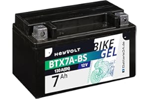 ‎BATTERIE24.DE HeyVolt GEL Motorradbatterie 12V 7Ah 50615 BTX7A-BS YTX7A-BS CTX7A-BS SLA12-7Z-S FTX7A-BS GTX7A