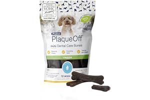 ProDen PlaqueOff Mini Kauknochen für Hunde Zahnpflege, Pack mit 20 Knochen, Dental Sticks für kleine Hunde, Dental Knochen für Plaque und frischen Atem, Gemüse