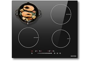 NOXTON Piano Cottura a Induzione 4 Fuochi, 7200W Piani Cottura Elettrico Domino Incasso con Boost, 60cm Piastra Induzione nero con Toccare & Scivolare, Sensore Bambini Blocco, 220 V-240 V, Vetro