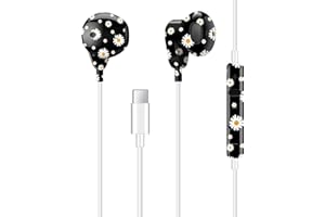Coolden Ecouteurs Filaire pour iPhone 15/15 Pro Samsung S22/S23/S20 HiFi Stéréo Ecouteur USB C Intra Auriculaires avec Micro et contrôle du Volume Écouteurs USB Type C pour Xiaomi Huawei Google Noir