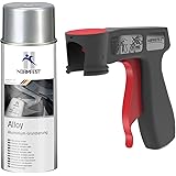 AUPROTEC Aluminium Grundierung Alloy Alu Grund Aluspray 600°C hitzebeständig Spray 1x 400ml + 1x Original Pistolengriff
