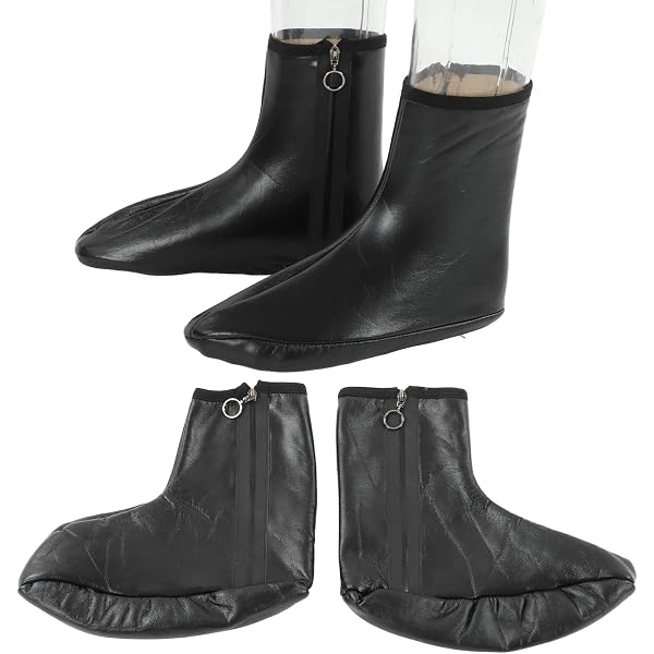 Chaussettes Musulmanes Cuir PU Imperméables – Chaussettes Chaudes Antidérapantes Avec Zip – Idéales Wudu, Hiver, Camping