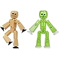 Zing StikBot Dual Pack - Includes 2 StikBots - Collectible Action Figures and Accessories, Stop Motion Animation, Ages 4 and Up (Sand and Clear Light Green Sparkle)