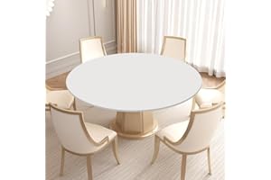 EUBSWA Mantel Redondo 48 Inch, Impermeable, Mantel Redondo de jardín con elástico Protector de Mesa Redondo elástico de 90 – 110 cm
