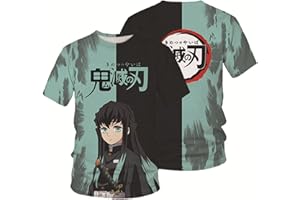 NARUNING Demon Slayer T-Shirt, Pull à Manches Courtes avec Oreilles De Chat, Personnage De Dessin Animé en 3D, Sweat-Shirt Mode Décontracté pour Enfants (100-160cm)