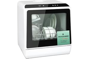 YU YUSING Mini Geschirrspüler Tischgeschirrspüler mit 5+1 Programme, Spülmaschine Klein für 4 Gedecke mit/ohne Wasseranschluss, 5L Wassertank, Touch Control, LED-Display, für Zuhause Büro Camping