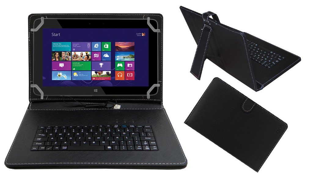ACM USB Keyboard Case Compatible with Hp Omni 10 Tablet Cover Stand Study Gaming Direct Plug & Play - Black