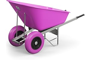 Agri Barrow Wheel Barrow 160 Litre Plastic Wheelbarrow with Puncture Proof Twin Slim Tyres, Pink– Ideal for Equestrians, Farmers, Gardeners, Stable Yards, and Heavy-Duty Use