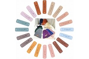 SYLBX 100 Pezzi Handmade Etichette Personalizzate,Accessori Cucito,Accessori Fai-da-Te Lavorati a Maglia,Handmade Etichette Personalizzate in Pelle,per Jeans Borse Cappello Abbigliamento(10 colori)