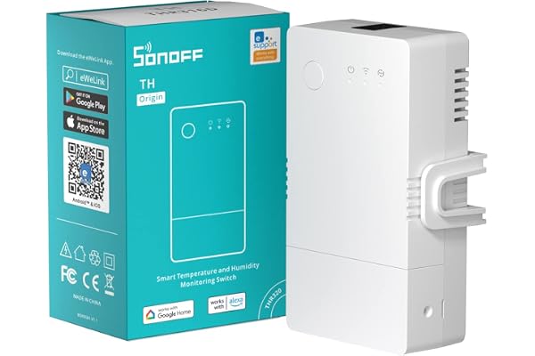 SONOFF THR316 Origin 16A Smart Switch med temperatur- och luftfuktighetsövervakning kompatibel med Alexa/Google Home/IFTTT (TH10/16 uppgraderingsversion)