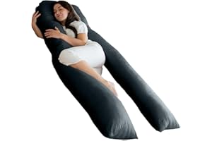 Bedding Home Luxury 12ft Pregnancy Pillow | Full Body Pillows for Adults with Cover | Orthopedic Side Sleeper Maternity Pillow for Sleeping | 12ft Long Pillows & Charcoal Cover