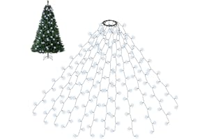 SALCAR Christmas Tree Lights, 2m x 8 Strands 280 LED Fairy Lights for 6-8ft Christmas Tree, Easy to Install, Indoor & Outdoor Decoration, 8 Modes, (Remote Cold White, 2m)
