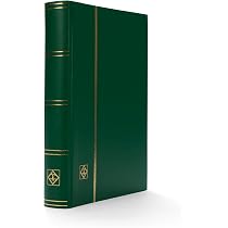 Leuchtturm Album De Timbres Basic - 64 Pages Noires, DIN A4, Couverture Verte - 9 Bandes Par Page - Pour Philatélistes