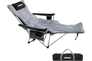‎POEPORE POEPORE Campingstuhl Faltbar mit Fußablage 4-Fach Verstellbarer Strandstuhl Liegestuhl Angelstuhl Campingstühle für Erwachsene mit Wattepad Kissen Getränkehalter Armlehnentaschen