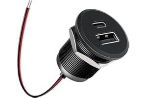 acegoo Presa USB 12V Camper, Corpo in Alluminio Dual USB C Porte con Uscita Max 24W Per Porta, PD3.0 QC3.0 Caricatore Ricarica Rapida, Per Marine Barca Auto Camion(pannello piccolo* 1)