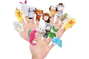 15 Pièces Marionnettes à Doigts Animaux 4 Thèmes Cultiver, Sauvage, Animal de Compagnie, Animaux Marins Cadeau de Jouets Fantaisie pour Les Enfants