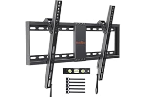 PERLEGEAR Soporte TV Pared para 37-82 Pulgadas de Plana y Curva TVs, Soporte TV Inclinable con Carga de 60kg, MAX. Vesa 600x400mm, Soporte Pared TV con Nivel de Burbuja