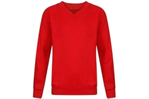 FAIRY TRENDZ LTD Adults Kids Boys Girls Unisex School Uniform V Neck Jumper Sweatshirt Plain Pull Over Top