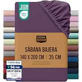 Utopia Bedding Fitted Sheet 140x200 - Purple | Oeko Tex Certified - Brushed Polyester Microfiber - 35cm Deep Pocket