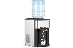‎COSTWAY COSTWAY 3 in 1 Wasserspender Eiswürfelmaschine mit heißes/kaltes Wasser, Eiswürfel in 10min, Eismaschine 3L Wassertank, Eiswürfelbereiter 19kg/Tag für Zuhause, Büro