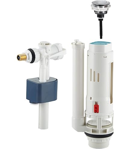 Wirquin 10724037 Kit Complet Chasse D'Eau WC - Mécanisme Simple Chasse MP + Robinet Flotteur F90 Latéral, Blanc Et Rouge