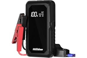 Hilldow Jump Starter Power Pack 2000A 18000mAh(Up to 8L Gas,5L Diesel) Car Jump Starter, Portable Auto Jump Starter with Smart Booster Jump Leads, LED Light, Powerbank Quick Charge 3.0
