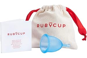 Ruby Cup - Reusable Menstrual Cup - Medium (Heavy Flow) - Blue - Includes Cup Donation - Perfect for Beginners - Safe and Convenient Reliable Alternative to Tampons & Sanitary Towels