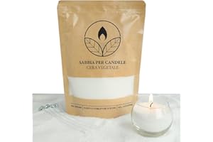 comforder Sabbia per candele con stoppini, granuli di cera, candele fai da te, 400 g, perline di cera per candele + 4 stoppini per candele (Bianco)