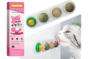 Aucenix Katzenminze Ball, 4 Stück Natürliche Katzenminze Bälle Spielzeug für Katzen Lecken, Drehbare Zahnreinigung Dental Katze Spielzeug, Katzenminze Spielzeug für Kätzchen (Weiß)