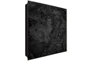 DekoGlas Schlüsselkasten 'Stein Oberfläche' 30x30 Glas, inkl. Haken Schlüsselbrett Schlüssel-Box Design Aufbewahrung