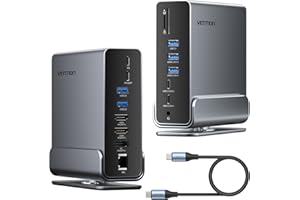 VENTION Docking Station Dual Monitor 16-in-1 Triple Display USB C Laptop Docking Station for Windows PC, Thunderbolt 3/4, Dell, HP, with Dual 4K HDMI, DP, 10Gbps USB, RJ45, 100W PD, Audio, SD/TF